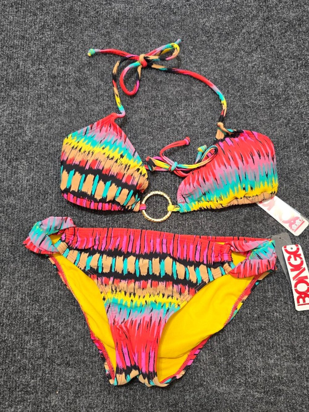 Bongo Bikini Set NWT Women’s Small Multicolor Halter Top & Bottom Two Piece Swim